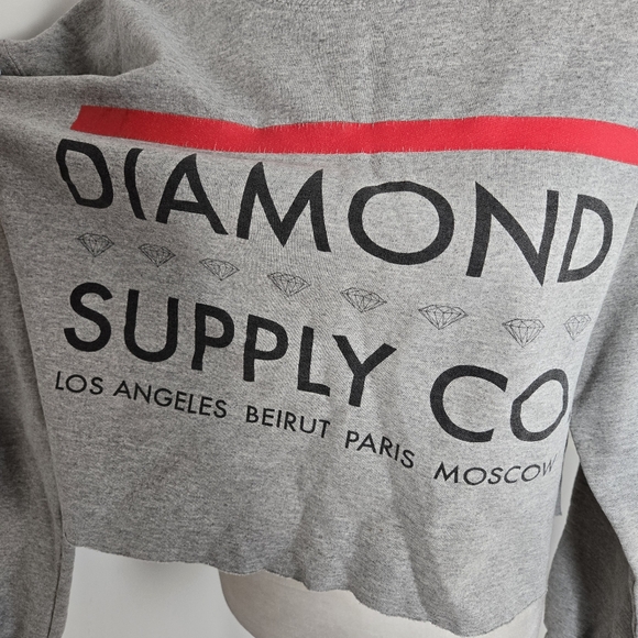 🎄 Diamond Supply Co EUC crop sweatshirt Large Ash grey - Picture 6 of 12